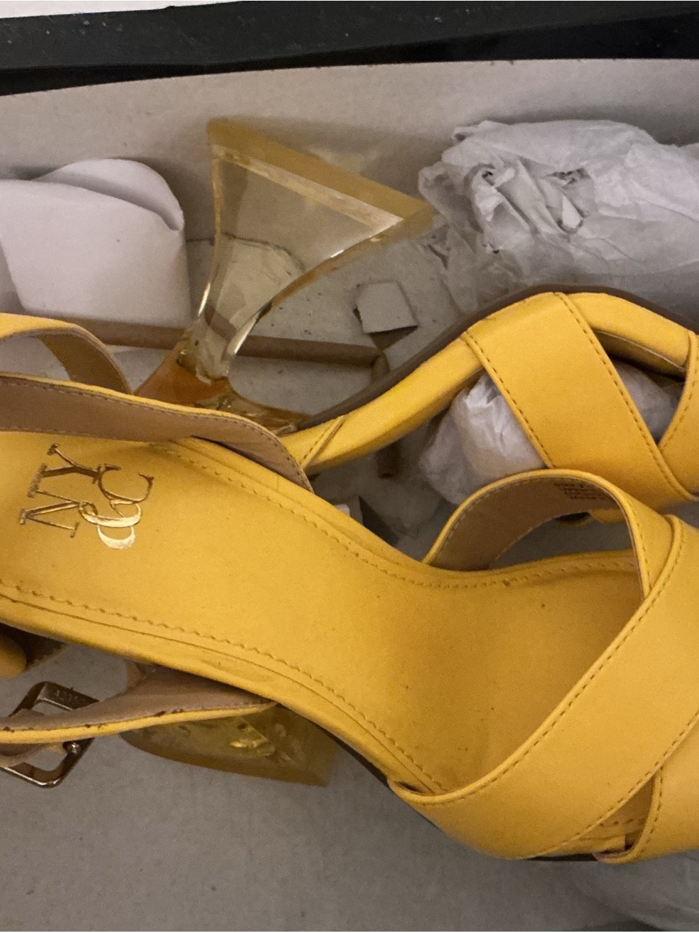 New York & Company Yellow Strappy High Heel Sandals
